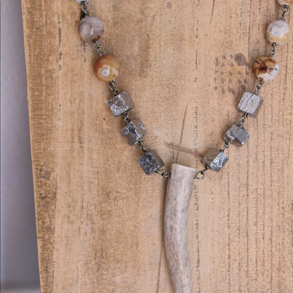 Natural Pyrite with Antler Necklace - Picture 3 of 3
